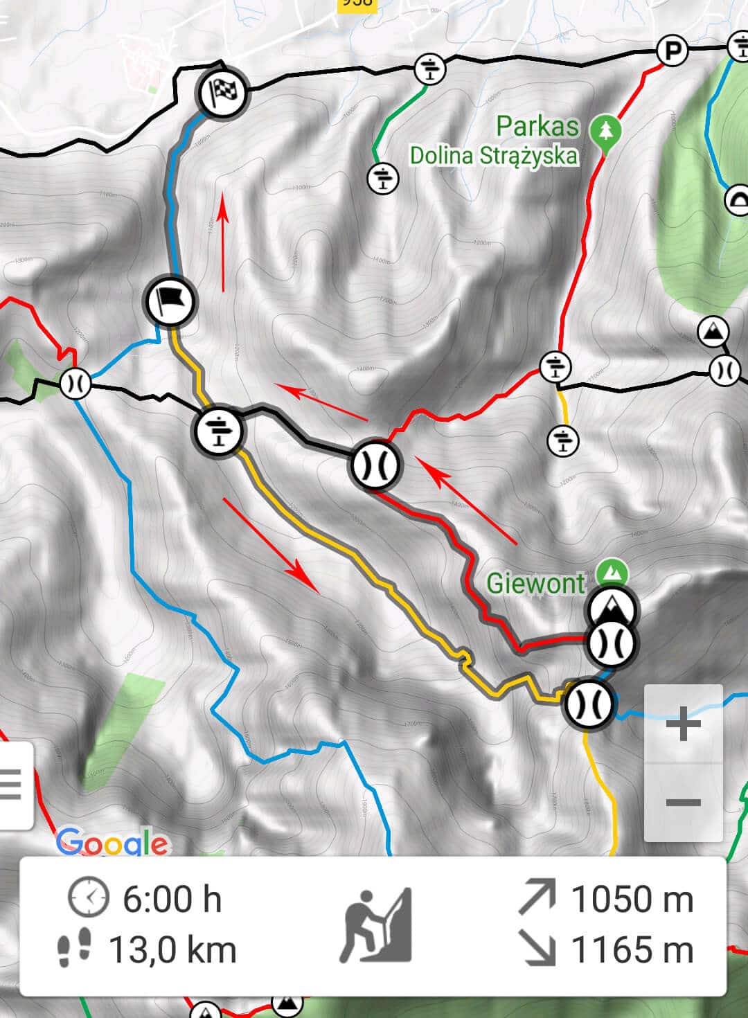 trail route to giewont