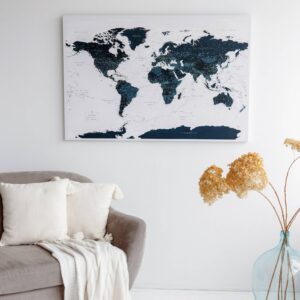 Push Pin World Map - Ocean Blue (Detailed) - Tripmapworld.com