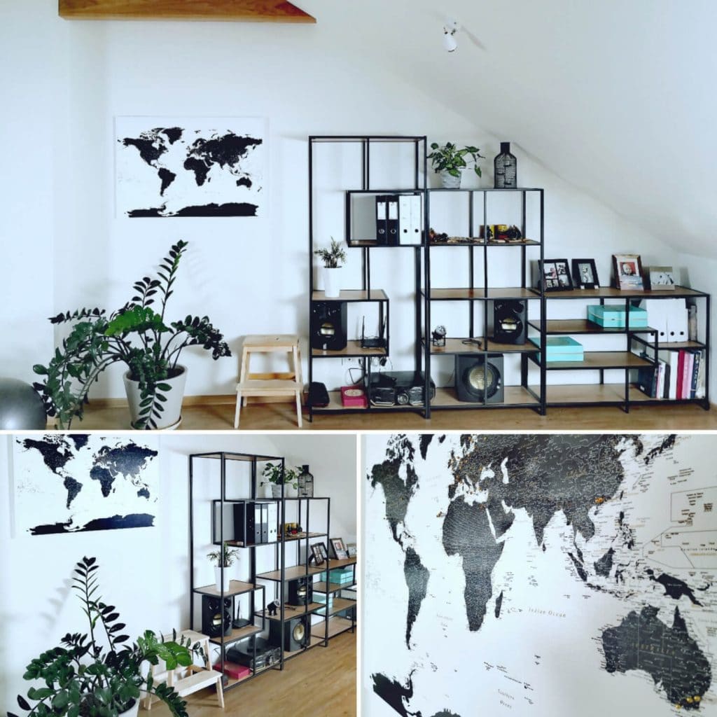 world map black and white canvas pinboard