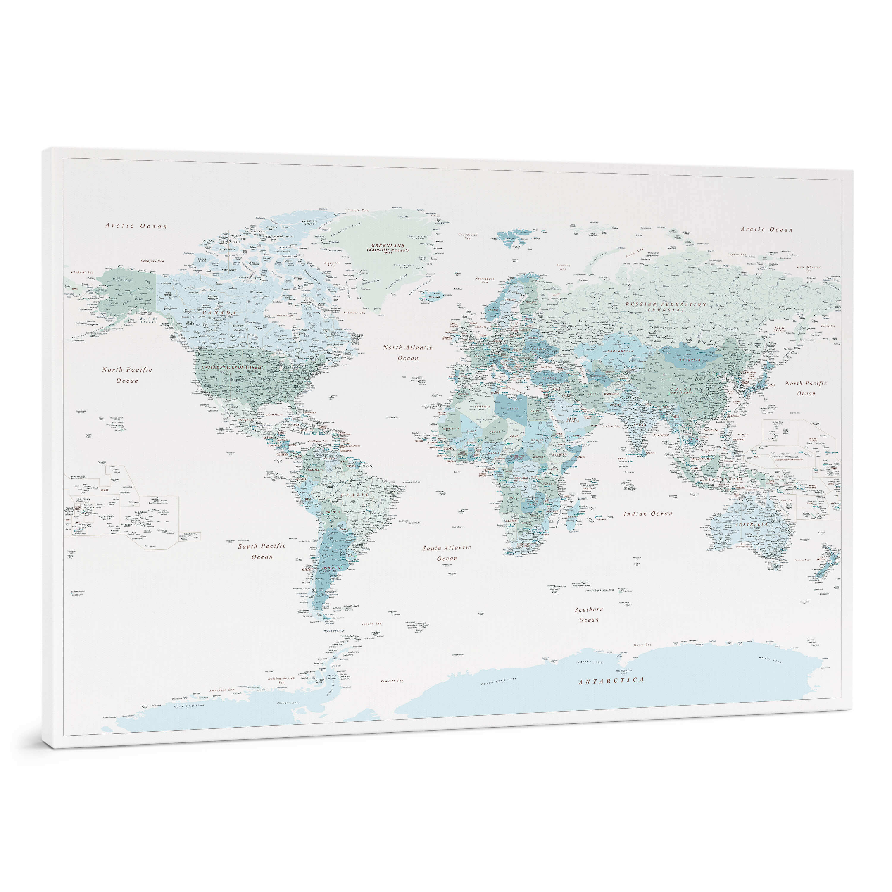 Push Pin World Map Blue -