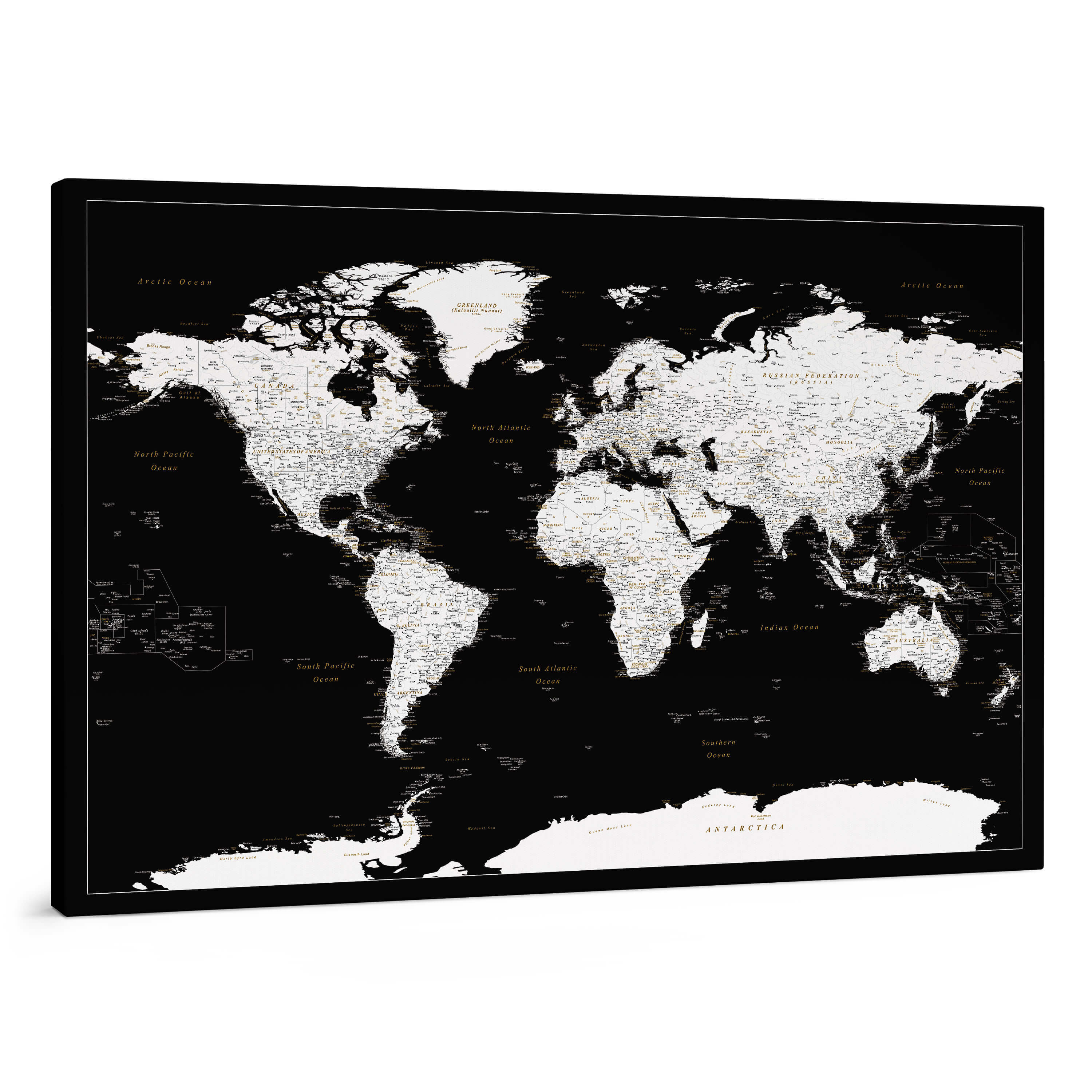 Push Pin World Map – Modern Black