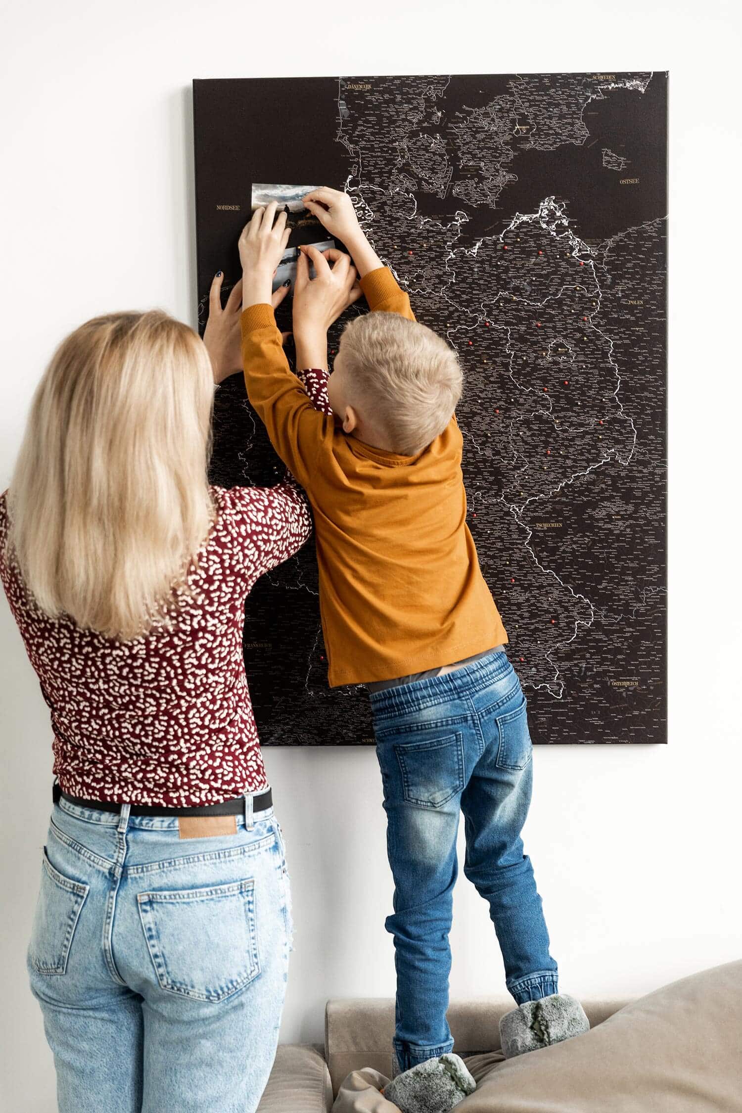 black map of germany on canvas